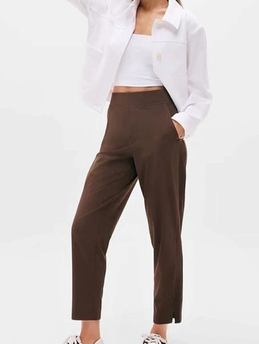 Athleta Brooklyn Ankle Pant Mid Rise Straight Brown Trousers Size 4 Like New